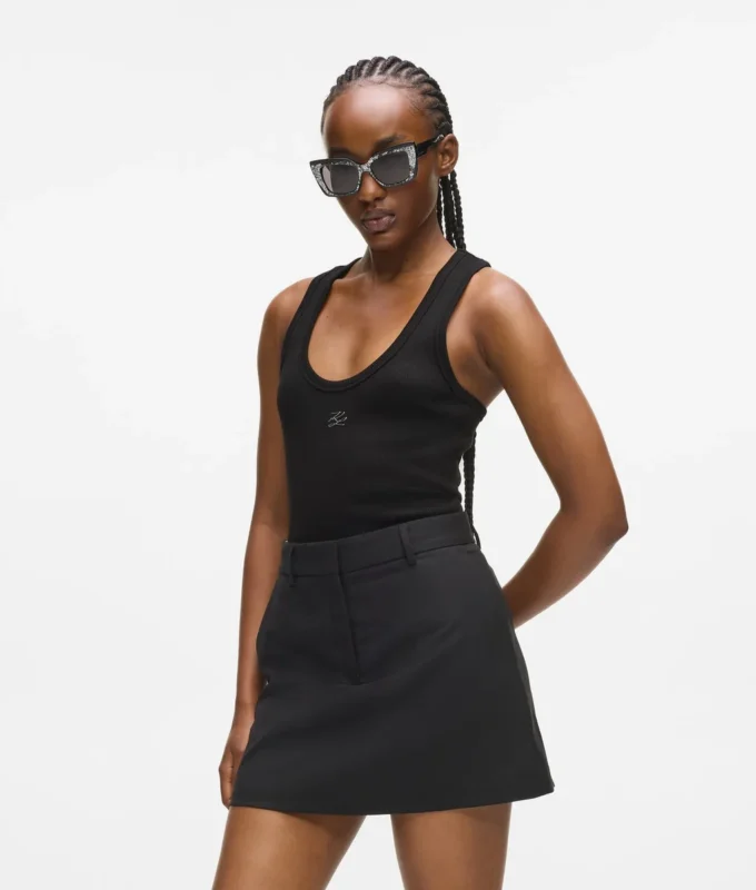 Autograph ribbet tank-top