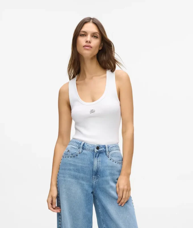 Autograph ribbet tank-top