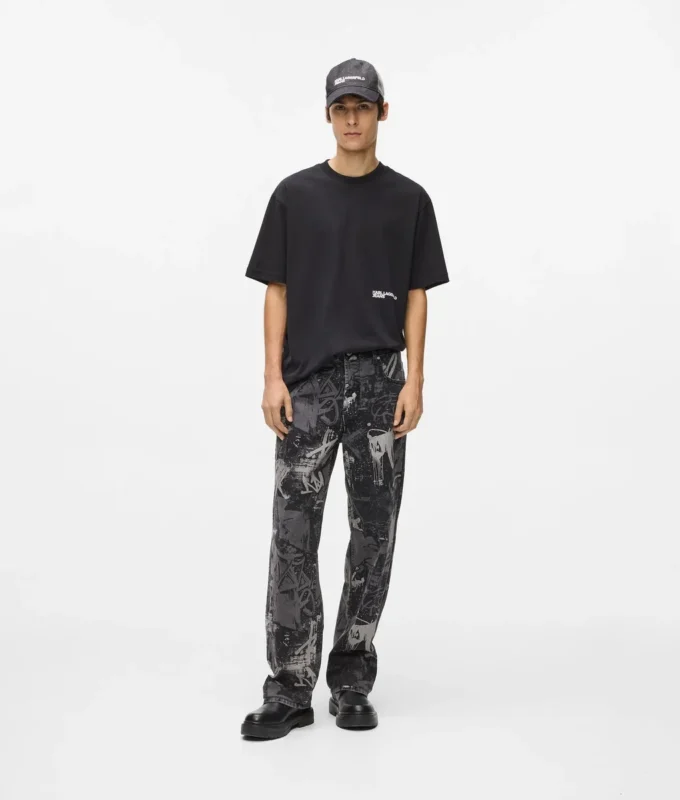 Avslappede jeans med malingseffekt