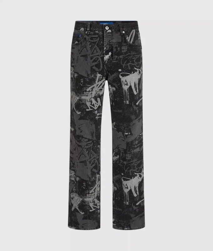 Avslappede jeans med malingseffekt