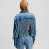 AVSLAPPET DENIMJAKKE MED FRANSER