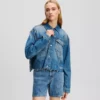 AVSLAPPET DENIMJAKKE MED FRANSER