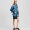 AVSLAPPET DENIMJAKKE MED FRANSER