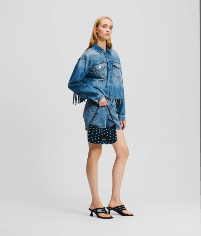 AVSLAPPET DENIMJAKKE MED FRANSER