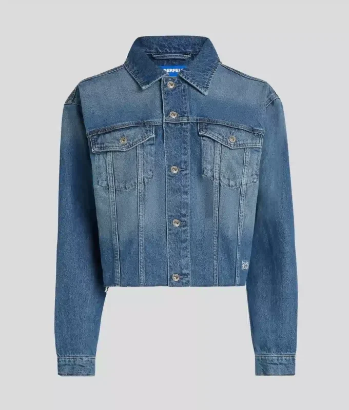 AVSLAPPET DENIMJAKKE MED FRANSER
