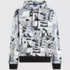 Avslappet hettegenser med monogram over hele