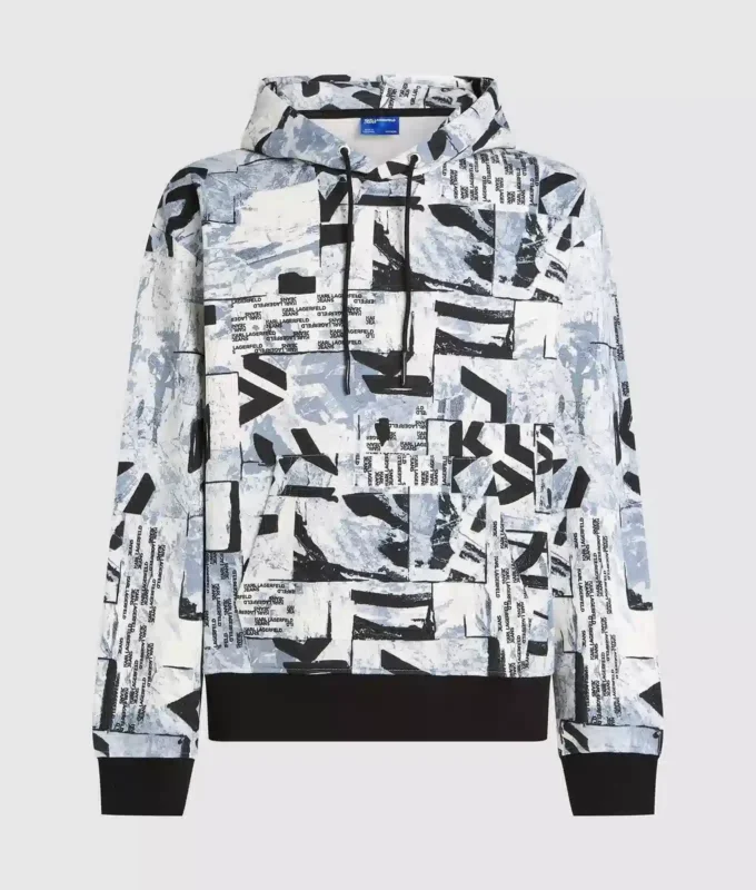 Avslappet hettegenser med monogram over hele