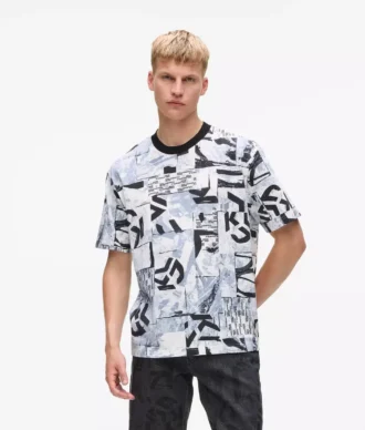 Avslappet T-skjorte med monogram over hele