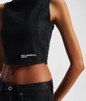 BELAGT DENIMTOPP