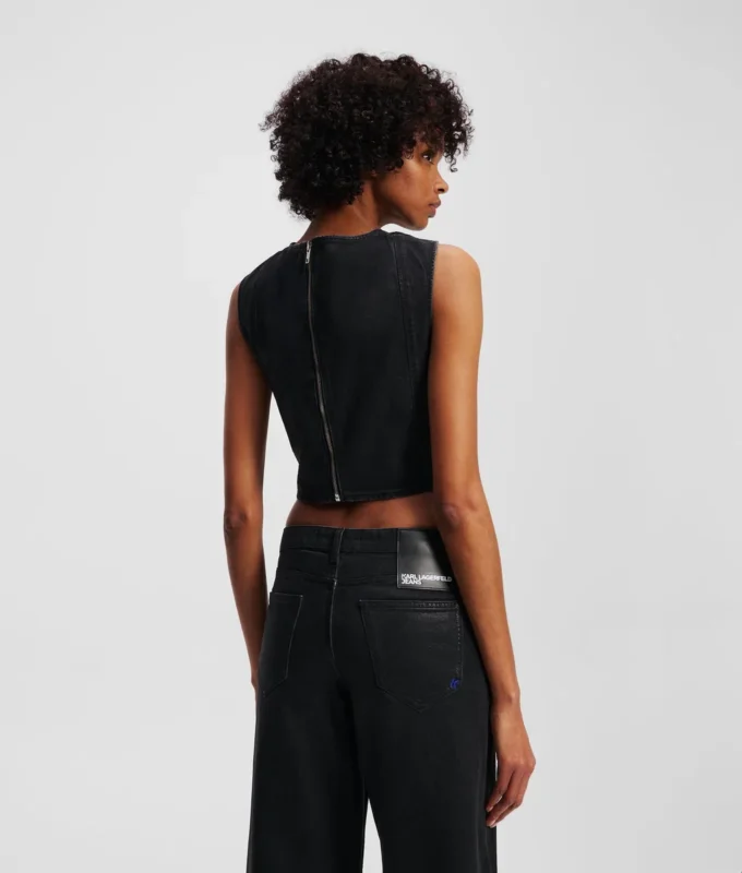 BELAGT DENIMTOPP