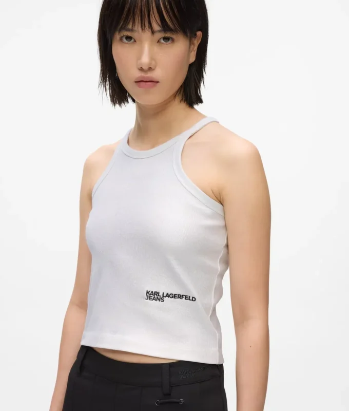 Belagt ribbet tank-top