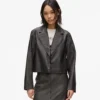 Blazer i slitt imitert skinn