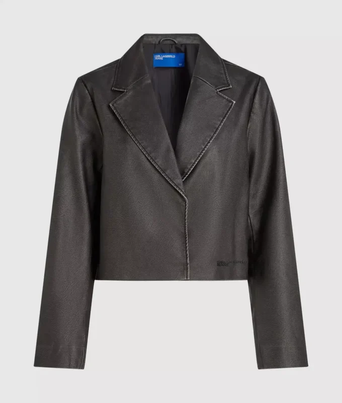 Blazer i slitt imitert skinn