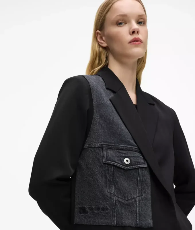 Blazer med denimpanel
