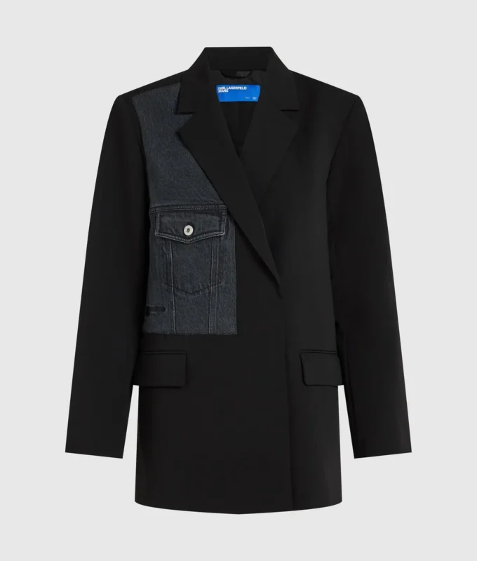 Blazer med denimpanel