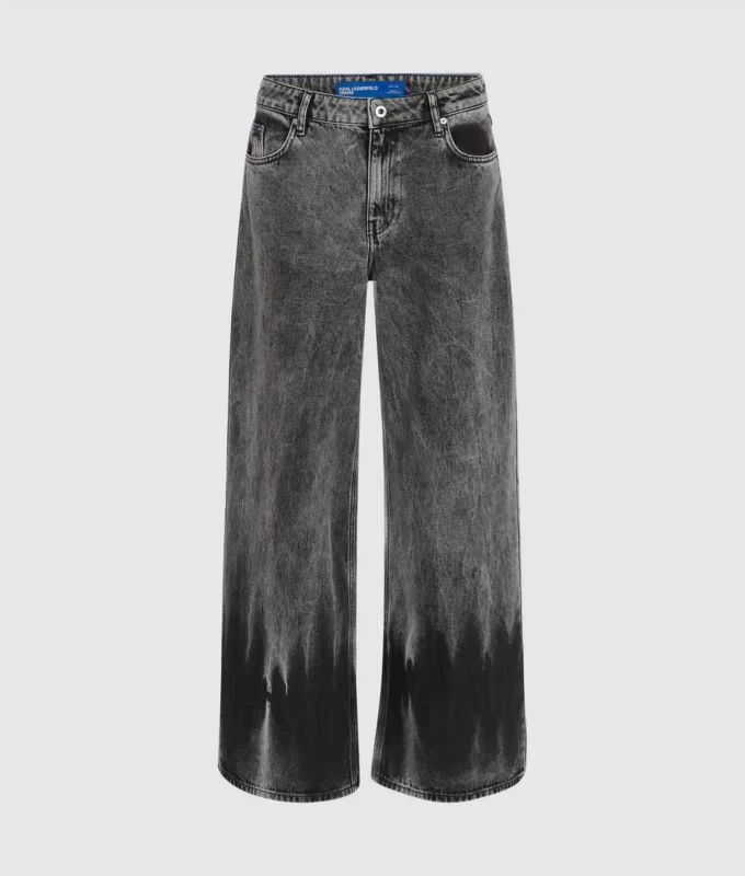 Bleket lavt sittende jeans med vid ben