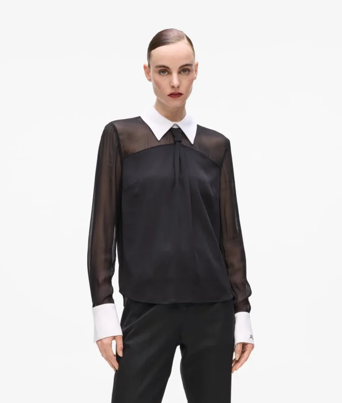 Bluse med slipsdetaljer