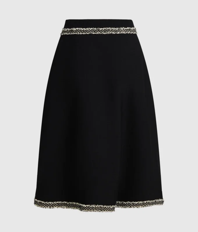 Bouclé-detaljert strikkeskjørt