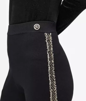 Bouclé-detaljerte strikkede bukser