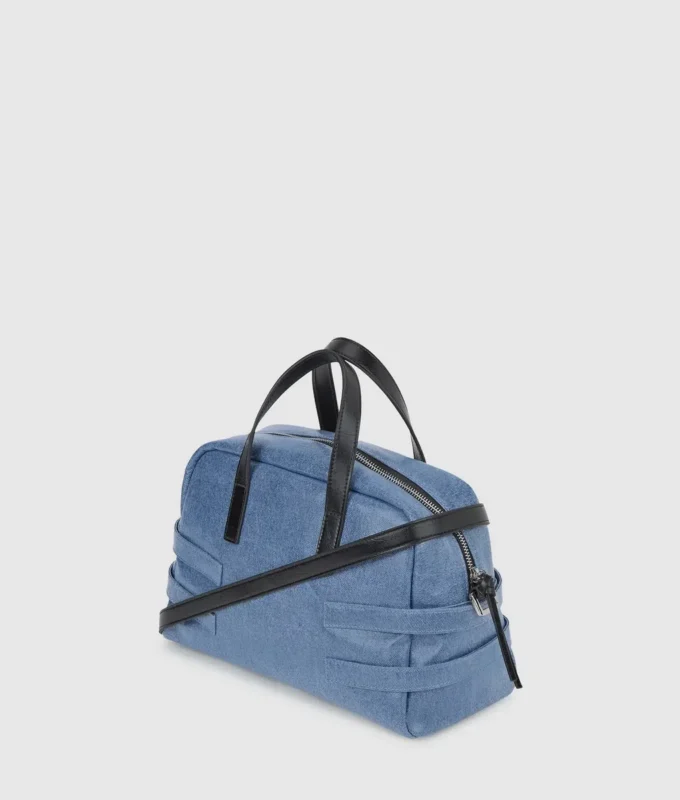Bowlingveske i denim med spenne