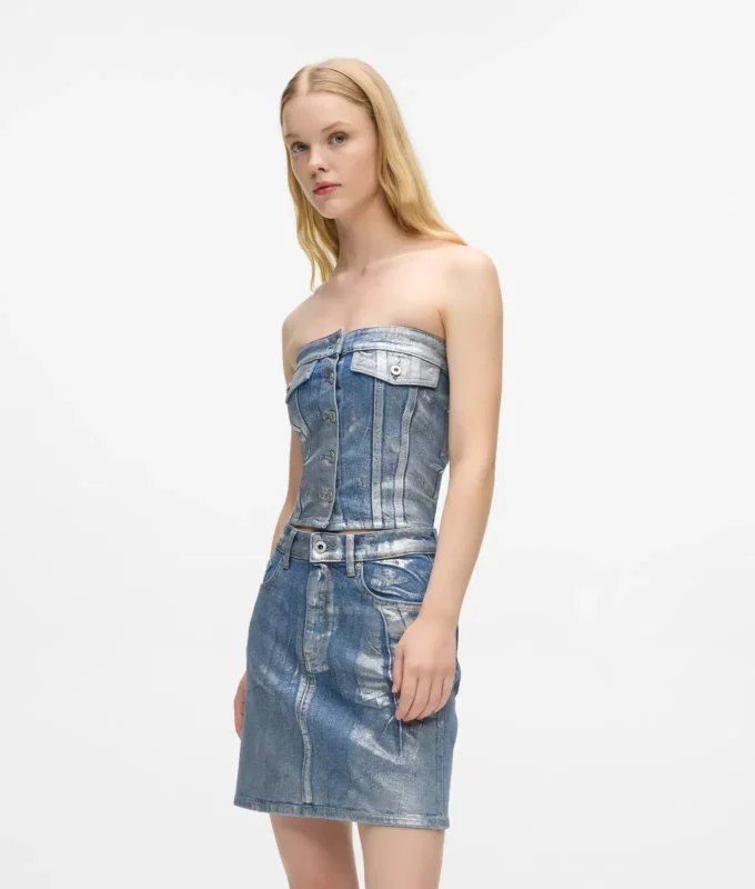 Bustier i belagt denim