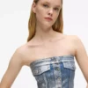 Bustier i belagt denim