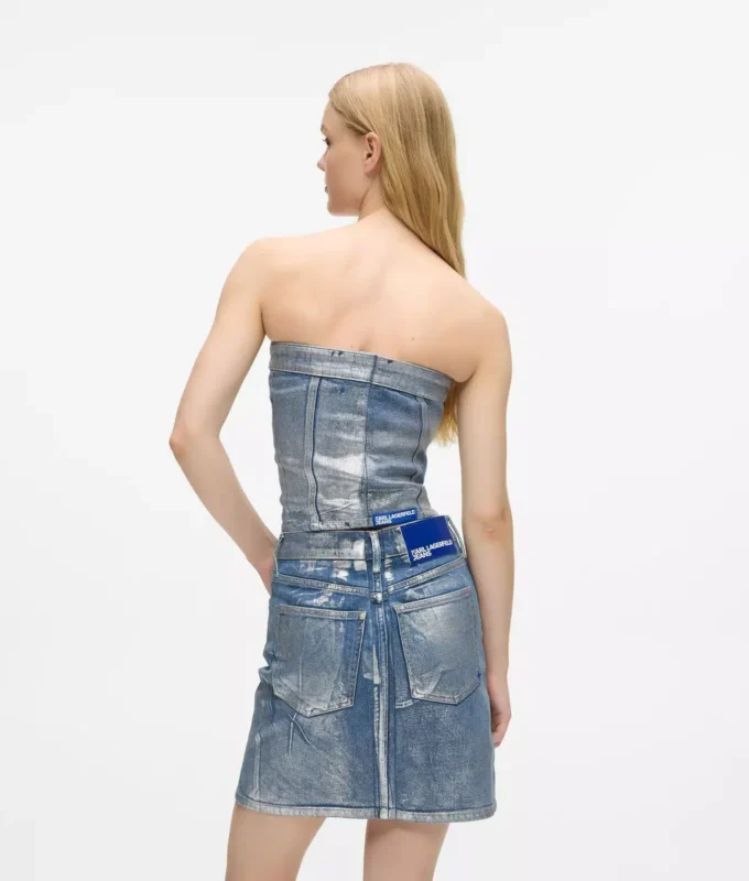 Bustier i belagt denim