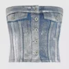 Bustier i belagt denim