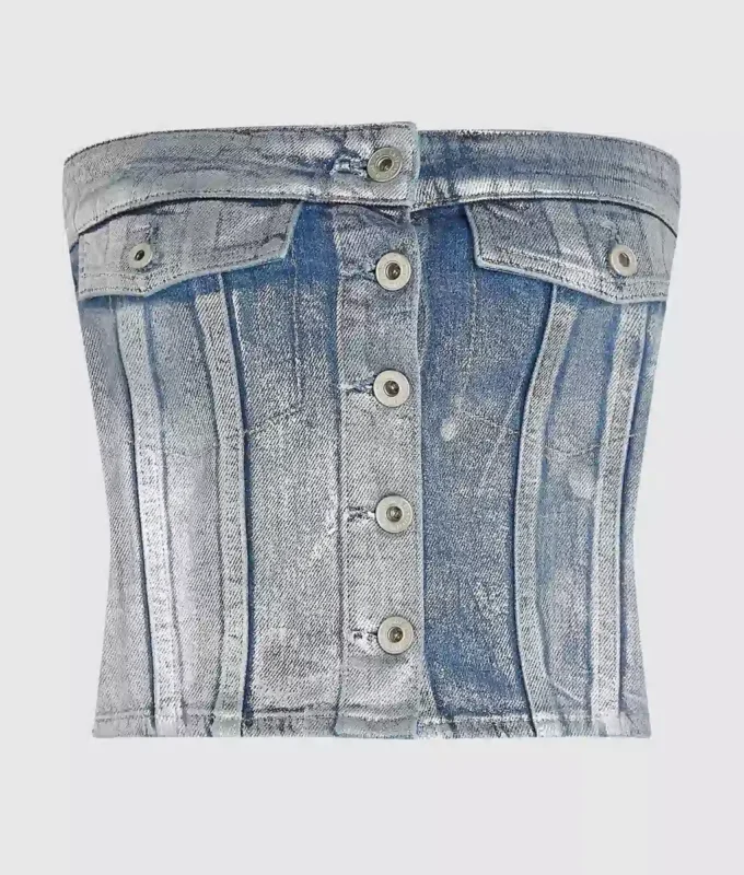 Bustier i belagt denim