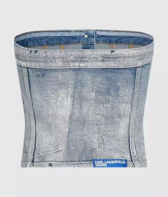 Bustier i belagt denim