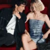 Bustier i belagt denim