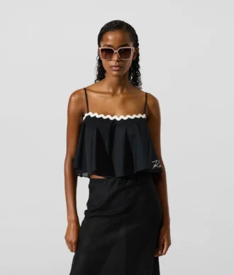Cropped strandtop med bølgekant