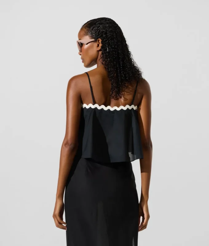 Cropped strandtop med bølgekant