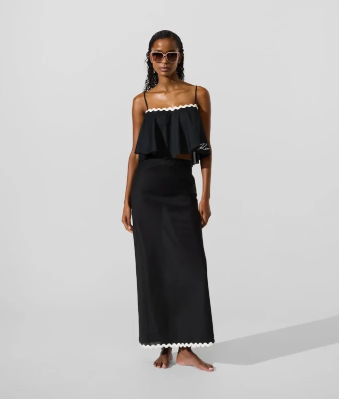 Cropped strandtop med bølgekant