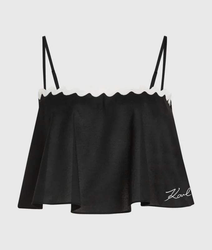 Cropped strandtop med bølgekant