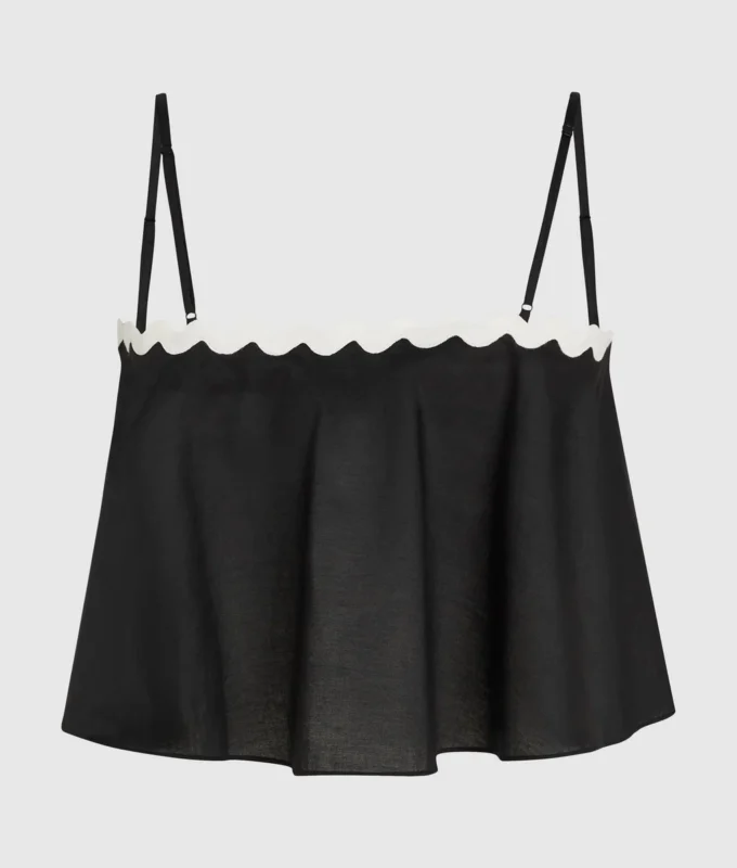 Cropped strandtop med bølgekant
