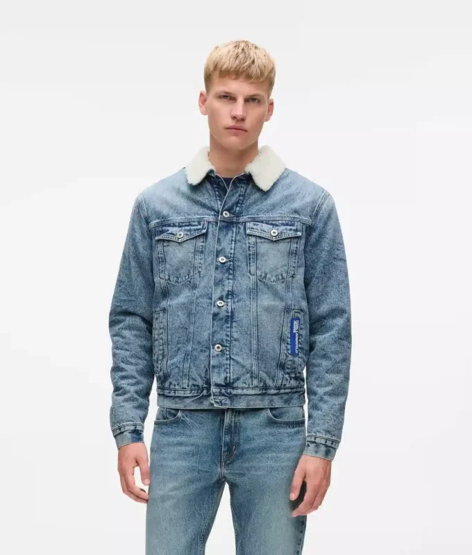 Denimjakke i shearling
