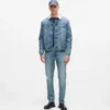 Denimjakke i shearling