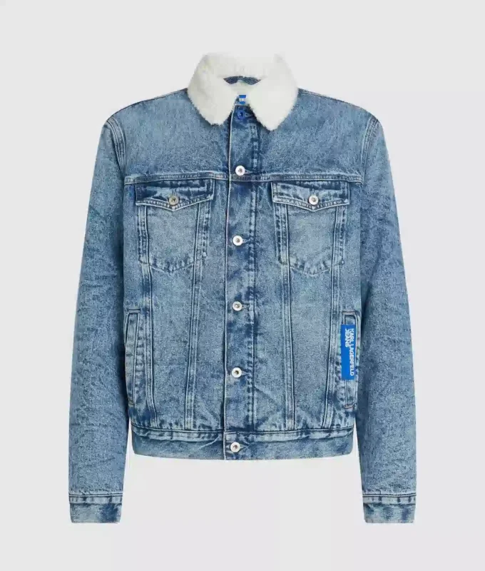 Denimjakke i shearling