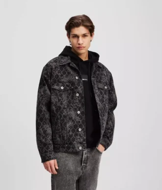 DENIMJAKKE MED ALL-OVER-TRYKK