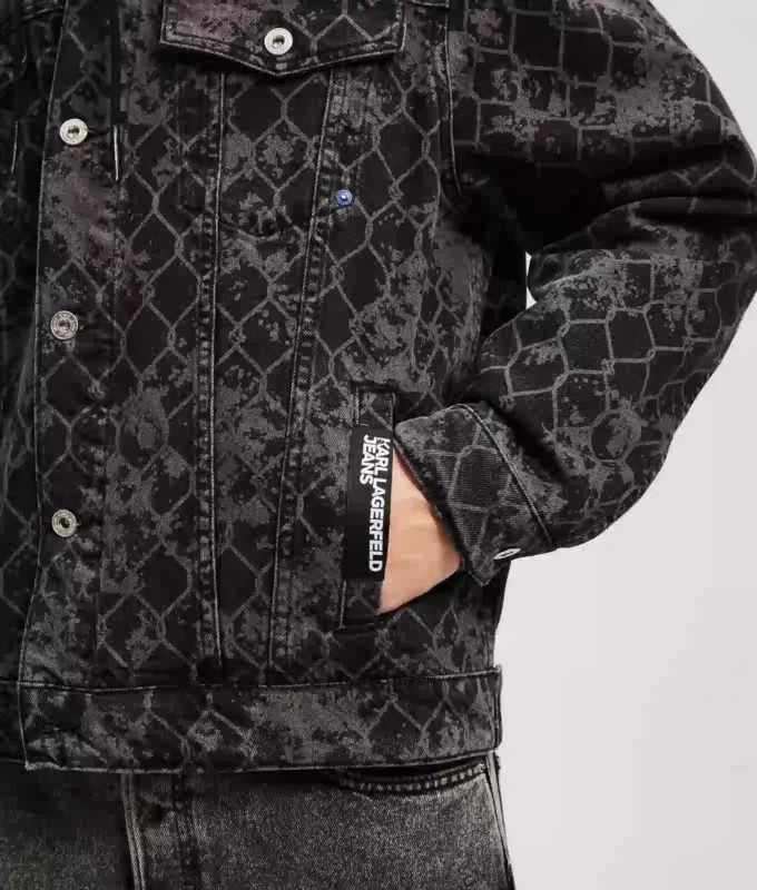DENIMJAKKE MED ALL-OVER-TRYKK