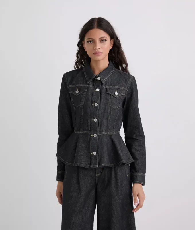 DENIMJAKKE MED KONTRASTSTING