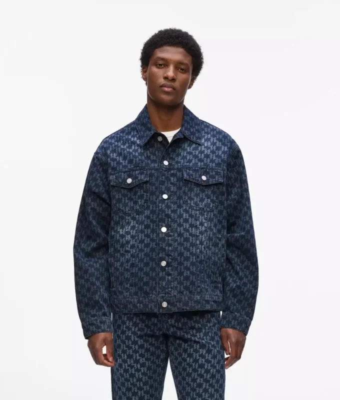 Denimjakke med Monogram-mønster over hele