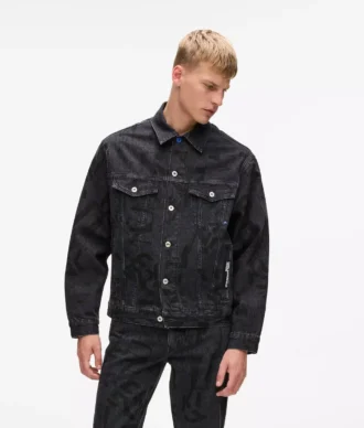 Denimjakke med monogram over hele