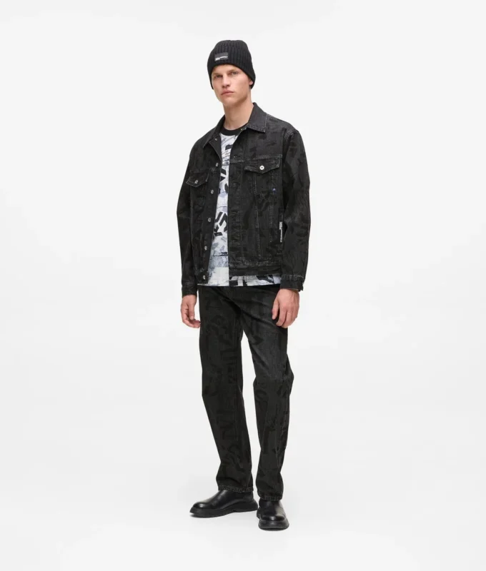 Denimjakke med monogram over hele