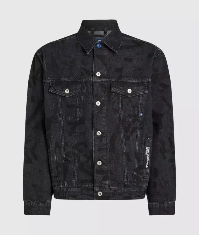 Denimjakke med monogram over hele