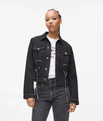 Denimjakke med snøring