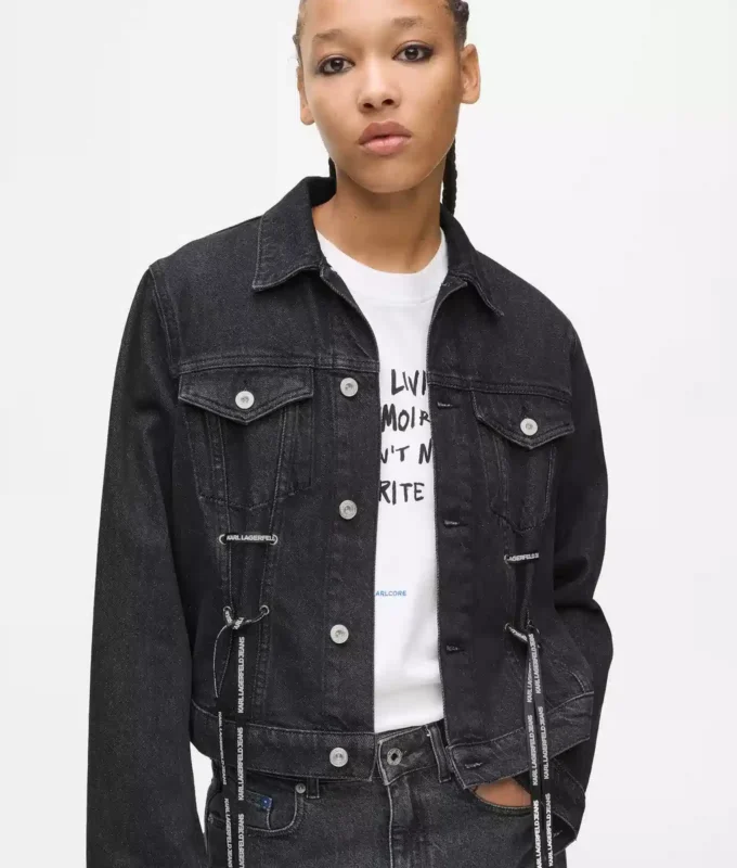 Denimjakke med snøring