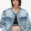 Denimjakke uten krage