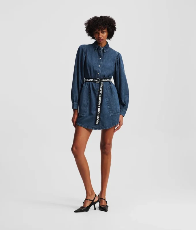 DENIMKJOLE MED PUFFERERMER
